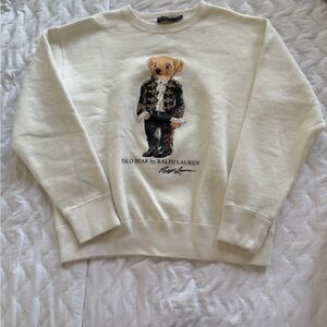 Ralph Lauren Holiday Bear Long Sleeve sweater white